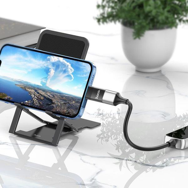 Перехідник адаптер Hoco UA17 OTG Lightning на USB зовнішній хаб для передавання даних телефона планшета флешки UA17LU фото