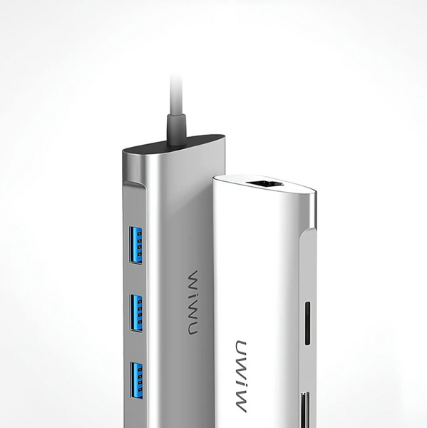 Перехідник WiWU Alpha 6в1 хаб HUB Type-C 3 USB 3.0+SD+microSD+RJ45 концентратор для ноутбука MacBook A631STR фото