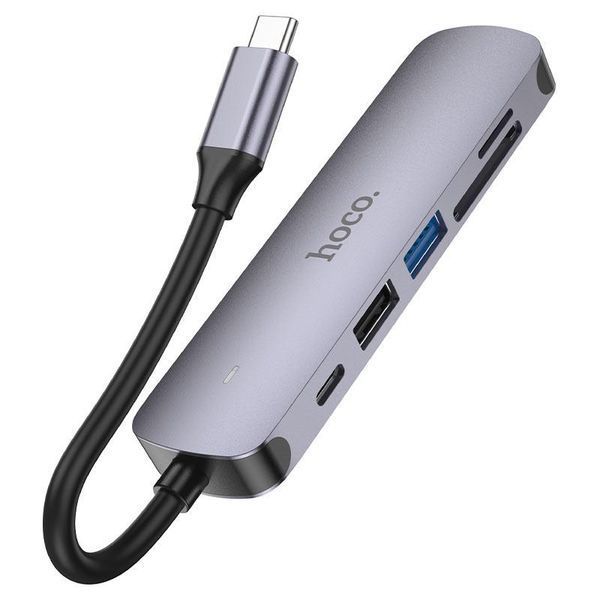 Перехідник Hoco HB28 60 W 6в1 зовнішній адаптер Type-C хаб HDTV USB 3.0 USB2.0 PD SD TF концентратор для ноутбука HB28 фото