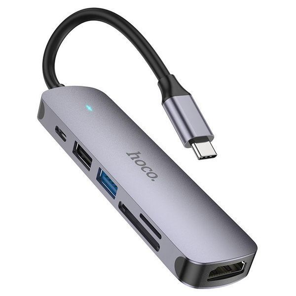 Перехідник Hoco HB28 60 W 6в1 зовнішній адаптер Type-C хаб HDTV USB 3.0 USB2.0 PD SD TF концентратор для ноутбука HB28 фото