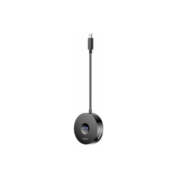 Переходник Baseus Round Box 5в1 внешний адаптер USB-хаб Type-C to USB 3.0*1+USB 2.0*3 хаб для ноутбука черный BSH5B фото