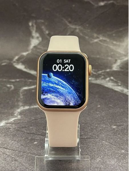 Умные смарт часы Smart Watch GS10 Mini 42mm смарт-часы с магнитной зарядкой и функцией звонка золотистые SW117 фото