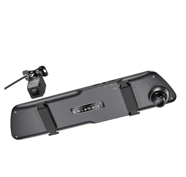 Автомобільний відеореєстратор дзеркало Hoco DV4 FullHD 200 mAh в машину з двома камерами та записом DV4 фото
