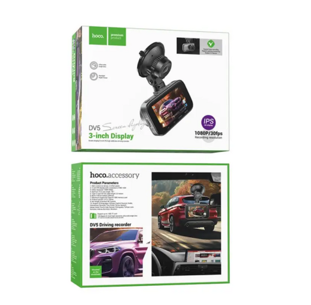 Автомобільний відеореєстратор Hoco DV5 FullHD 200mAh 3-inch з дисплеєм і записом в машину DV5 фото