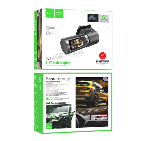 Автомобільний відеореєстратор Hoco DV7 2K 2560/25fps WiFi автовідео реєстратор із записом у машину DV7 фото