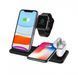 Бездротова зарядка док-станція MICRONIK Q20 4в1 швидка зарядка для Android iWatch AirPods iPhone чорна DS03 фото 1