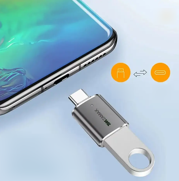 Переходник Zamax Mini OTG Adapter Type-C to USB-A 3.0 хаб для ноутбука телефона концентратор внешний адаптер ZXMOTG фото