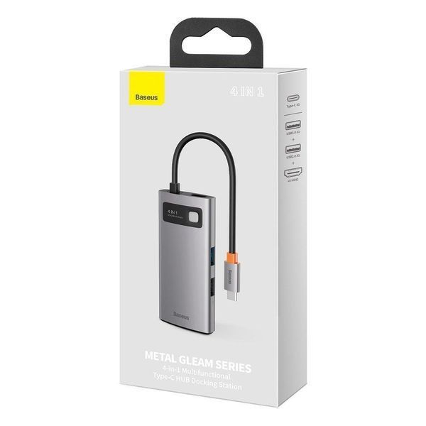 Переходник Baseus Metal Gleam Series Type-C HUB 4в1 внешний адаптер хаб для ноутбука MacBook концентратор BAS4 фото