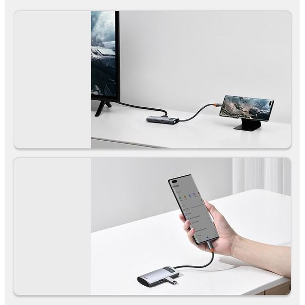 Переходник Baseus Metal Gleam Series Type-C HUB 4в1 внешний адаптер хаб для ноутбука MacBook концентратор BAS4 фото