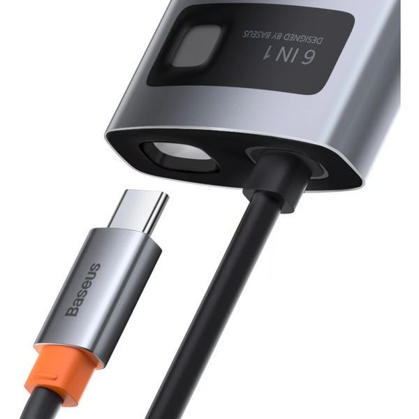 Переходник Baseus Metal Gleam Series Type-C HUB 6в1 внешний адаптер хаб для ноутбука MacBook концентратор BAS6 фото