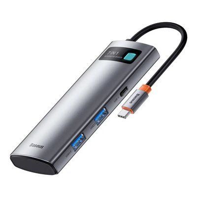Перехідник Baseus Metal Gleam Series Type-C HUB 7в1 зовнішній адаптер хаб для ноутбука MacBook концентратор BAS7 фото