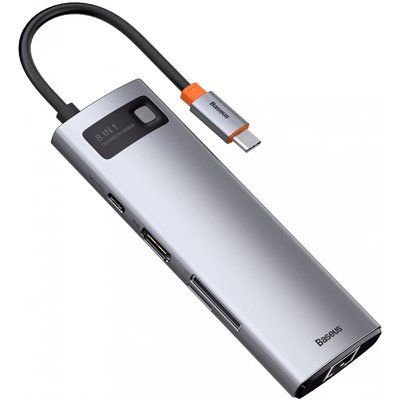 Перехідник Baseus Metal Gleam Series Type-C HUB 8в1 зовнішній адаптер хаб для ноутбука MacBook концентратор BAS8 фото