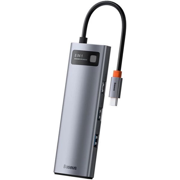 Переходник Baseus Metal Gleam Series Type-C HUB 8в1 внешний адаптер хаб для ноутбука MacBook концентратор BAS8 фото