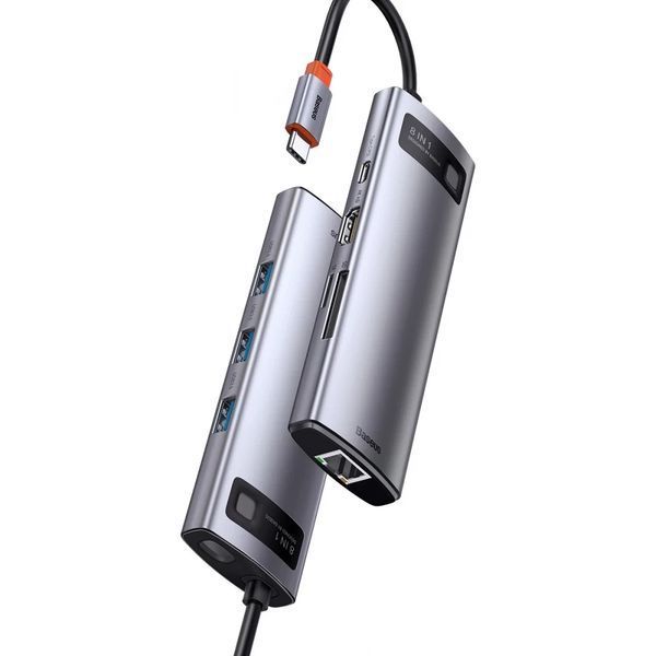 Переходник Baseus Metal Gleam Series Type-C HUB 8в1 внешний адаптер хаб для ноутбука MacBook концентратор BAS8 фото