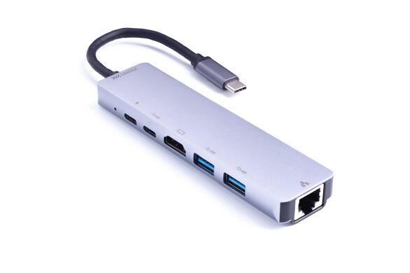 Перехідник концентратор USB-хаб 6 в 1 ZAMAX розгалужувач Type C HUB to 4k хаб для MacBook ZX6 фото