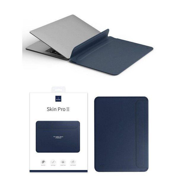 Чехол папка WIWU Skin Pro II PU Leather Sleeve защитный чехол из эко-кожи для MacBook Pro и Air 13.3" синий SC16 фото